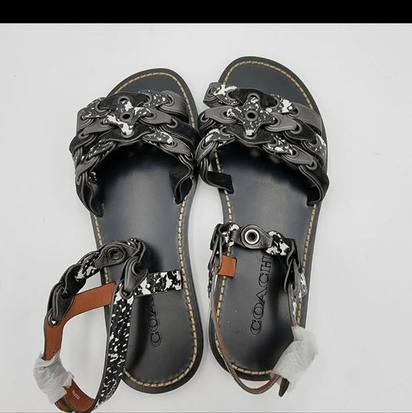 Coach Chain Link Strappy Sandal Gunmetal New NWOB Size 6 - Picture 4 of 5